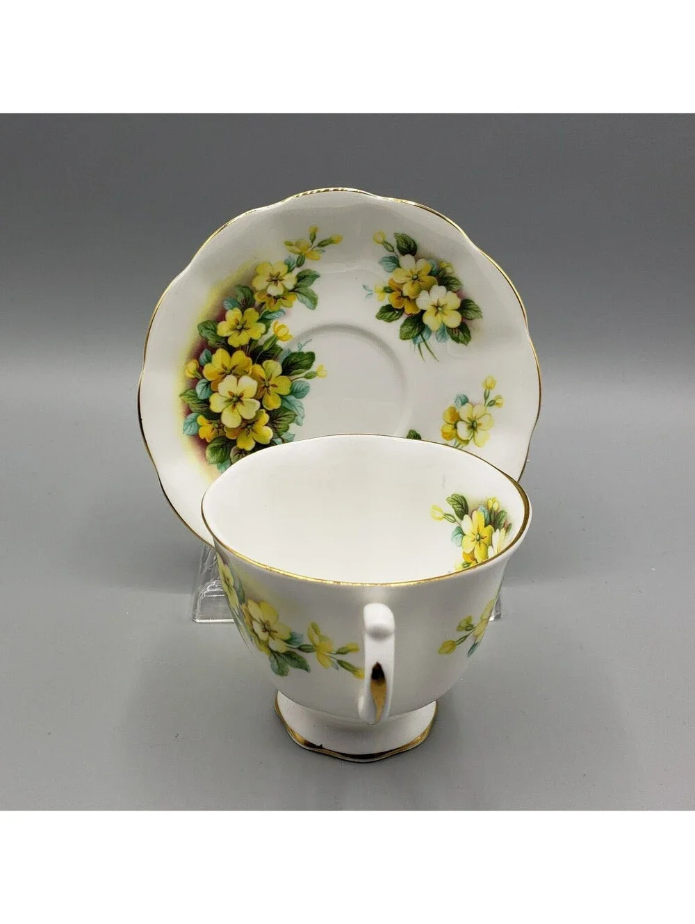 Vintage Royal Albert Teacup & Saucer Yellow Primroses Fine Bone China England